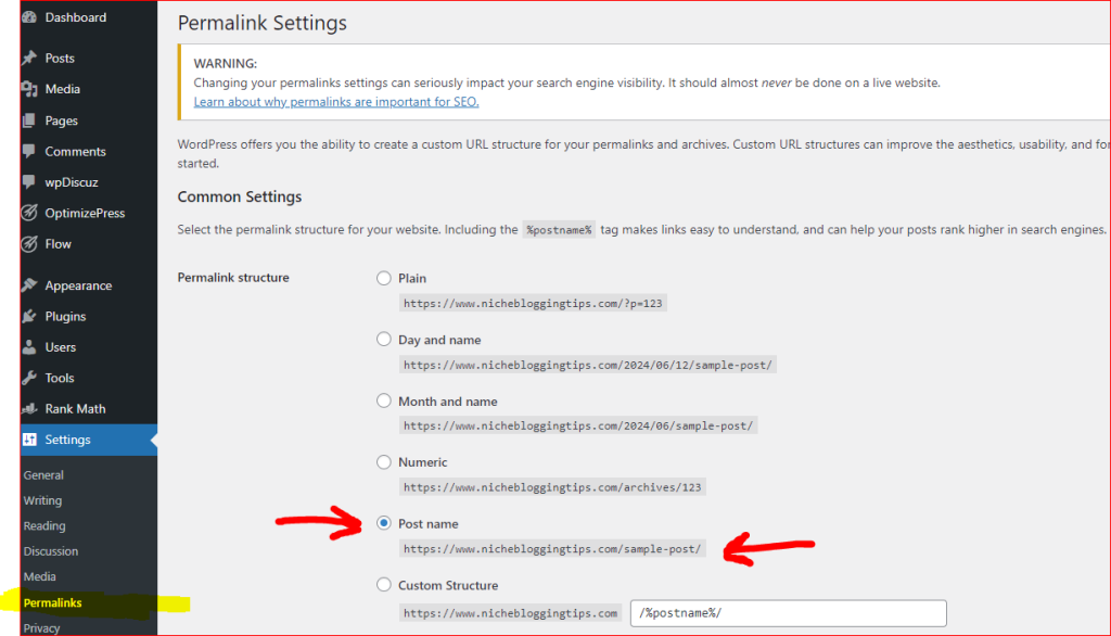 Permalink Settings Must Be Set Properly Before Publishing First Post